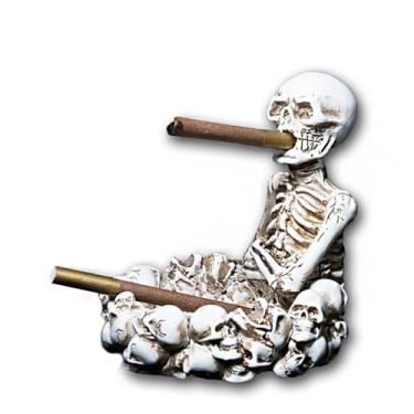 Imagem de Cinzeiros secretária para homens fumadores cinzeiro caveira criatividade divertido moda material resina para escritório casa véspera todos os santos ornamentos