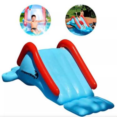 Imagem de Escorregador Tobogã Inflável Gigante Azul Para Piscina - IMPORTWAY