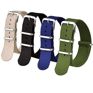 Imagem de Ritche Pulseira de nylon balístico militar de 16 mm, 18 mm, 20 mm, 22 mm, pulseira de relógio de nylon premium com fivela de aço inoxidável (4 pacotes), presentes de elefante branco, meias masculinas,