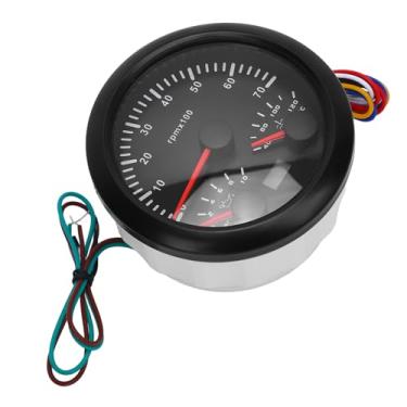 Imagem de 3 Em 1 85mm Tacômetro 9 a 32V 7000rpm 0 a 10 Bar Pressão de óleo 40 a 120 ℃ Temp de água 7 Luz de Fundo Cor para Carro de Trator de Caminhão (Dial preto Moldura preta CX8287B)