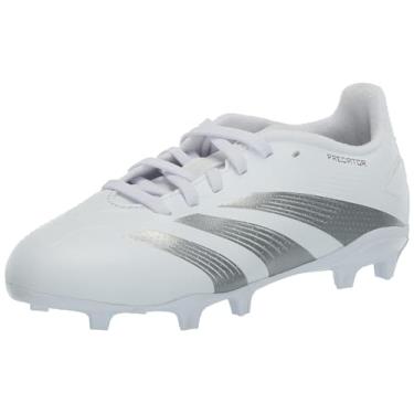 Imagem de adidas Tênis unissex 24 League Football Boots Firm Ground, Branco/prata metálico/branco, 27 BR