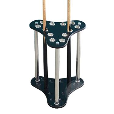 Imagem de OUZVI Suporte para taco de sinuca Suporte para taco de bilhar de madeira com 12 furos, fácil instalação, acessórios para mesa de sinuca, organizador de armazenamento (preto 12)