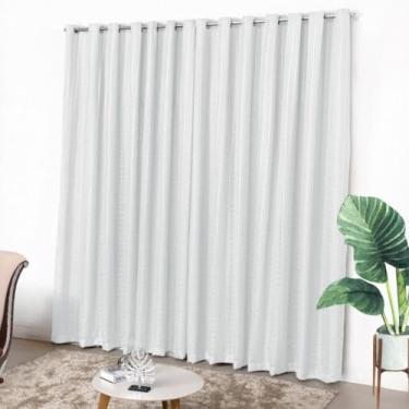 Imagem de Cortina com Voil Xadrez, 4m x 2,80m, Microfibra 170 Fios, 16 Ilhós, Sala e Quarto (BRANCO)