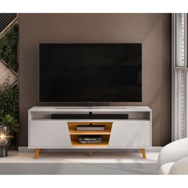 Imagem de Rack Bancada Lana C/ Bordas Arredondadas Para TV`s Até 60 Polegadas - Bali Credo DJ Móveis