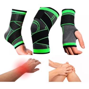 Imagem de Kit Ortopédico Joelheira Tornozeleira E Munhequeira Ajustáveis Conforto E Proteção Para Atividades Físicas