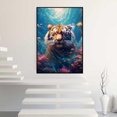 Imagem de Quadros Decorativos com Moldura Floras Marrom Verde Sala Quarto Kit Conjunto 2