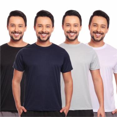 Imagem de Kit 4 Camisas Masculina Manga Curta Dry Fit Proteção Uv - Brás e Cia, 