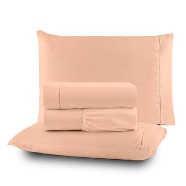 Imagem de Roupa de Cama Lençol Casal Completo 400 Fios Percal 4 Peças Ponto Palito Anti-pilling com Toque Macio Premium