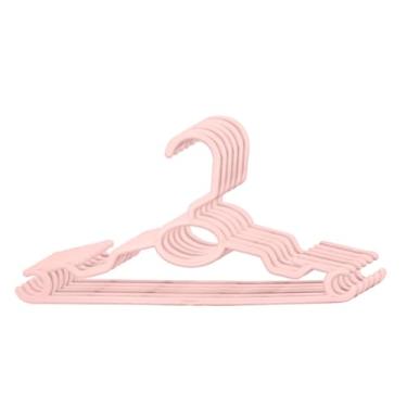 Imagem de Cabides Infantil Rosa Azul Branco Preto Plástico Reforçado Cruzeta Roupa Colorido (KIT 100 ROSA)