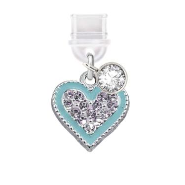 Imagem de ELISE & FONDA TP646 Tipo-C porta de carregamento plugue antipoeira pequeno 3D cristal amor coração celular charme para iPhone 15/16/Samsung/OnePlus/Xiaomi/oppo telefones Android (azul), approx.1.4 cm