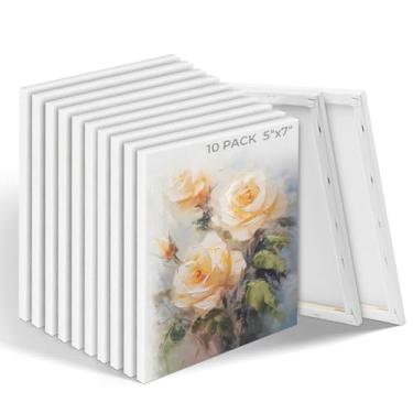 Imagem de Jusnboir Telas Esticadas Pequenas Para Pintura, 5X7", Pacote Com 10 Unidades, 100% Algodão, Tripla Camada, Brancas, Em Branco, Moldura Artista, Tinta Acrílica Derramamento, A Óleo, Mídia Artística S