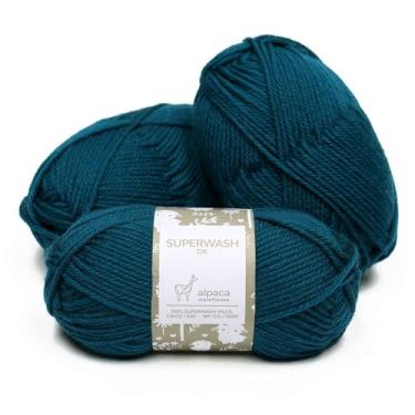 Imagem de 100% lã pura superlavagem conjunto de 3 novelos (150 gramas) peso DK - originário diretamente do Peru - celestialmente macio e perfeito para tricô e crochê (verde turquesa)