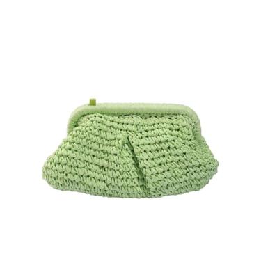 Imagem de Afashor Bolsa clutch de palha para mulheres, verão, praia, tecido noturno, bolsa de ombro casual, Verde claro