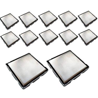 Imagem de Ralo Oculto Invisivel 15X15 Inox Kit 12 Uni Anti Odor Cozinha Banheiro Varanda Box Lava...