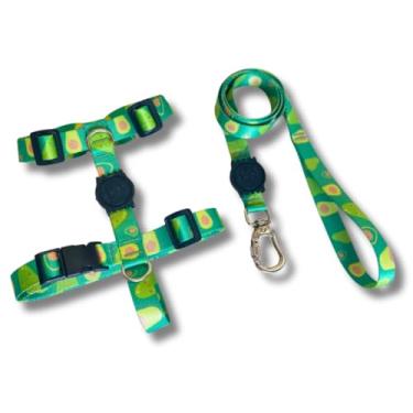 Imagem de Coleira Peitoral Tipo H para Cães - Anti-Puxão com Guia de 1,10m | Varias Estampas (Abacate,P)