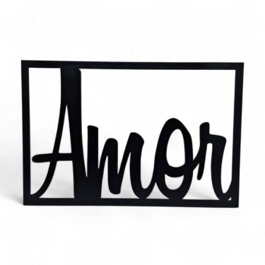 Imagem de Placa Decorativa Palavra Amor em Mdf Cor Preto 28 cm