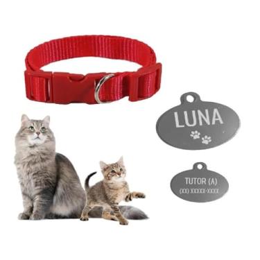 Imagem de Coleira para cães e gatos Pingente personalizado Coleira com etiqueta de identificação para animais de estimação (Rosa Oval-P)