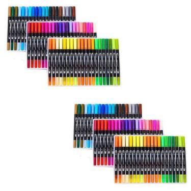 Imagem de Kit 2 Estojo de 60 canetinha touch cores sortidas para livrinho bobbie