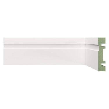 Imagem de Kit Rodapé de MDF 10 Barras Frisadas de 7cm x 2,40m Rende 24 Metros Moldufama Branco