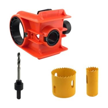 Imagem de Wswqop Kit de instalação de fechadura de porta com 2 buchas ajustáveis, gabarito para fechadura de porta, abridor de furos, ferragens de precisão com, Laranja
