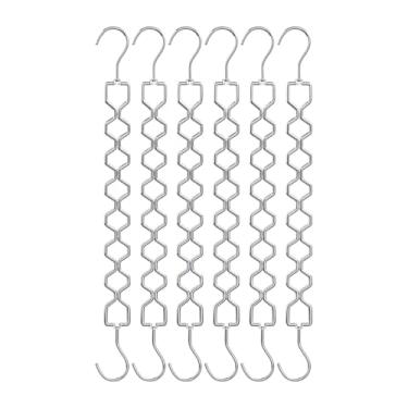 Imagem de YWJLQH 6 peças de cabides de corrente para roupas, cabides economizadores de espaço, resistentes com 8 furos, organizadores de armário de aço para escritório