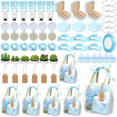 Imagem de Acmee Prêmios de chá de bebê para os vencedores, faixa de cabeça, escova de cabelo, caixa de joias, plantas, velas, pulseira, creme para as mãos, compacto em pó, fita de garra de cabelo, bolsa de