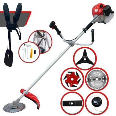 Imagem de Aparador de Grama À Gasolina Anmax CG430P Motor 2T 43cc 2HP de Potência 9.000rpm Roçadeira Completa Com Carretel de Nylon e Kit 4 Lâminas de Corte