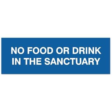 Imagem de Signs ByLITA Placa básica sem comida ou bebida no santuário - Letras gravadas a laser | Plástico ABS durável | Cores vibrantes | Fita de espuma poderosa (azul) - Grande