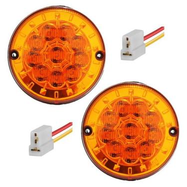 Imagem de 2 Lanterna Traseira Ônibus Caminhão 125mm 10 LED 12V AM + Conector - M