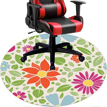 Imagem de Tapete de cadeira de escritório com flores, textura de flor, tapete de cadeira de mesa para piso de madeira de escritório em casa, protetor de piso de pilha baixa, redondo 78,7 cm