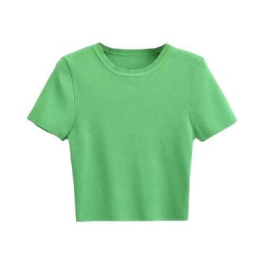 Imagem de Suéter Feminino de Malha Listrada Vintage - Gola Redonda e Manga Curta