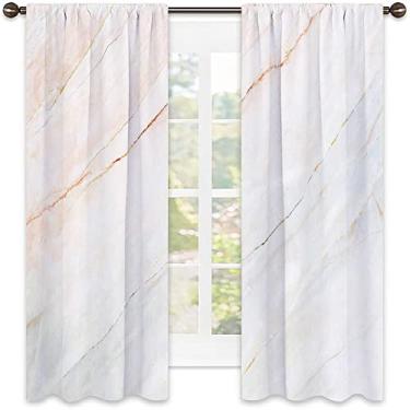 Imagem de Cortinas blecaute de mármore para quarto - Cortinas escurecidas com isolamento térmico para sala de estar, L 132 x C 137 cm