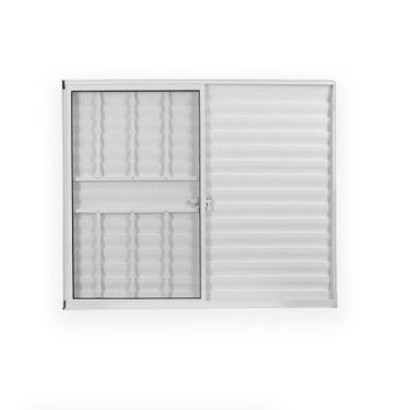Imagem de Janela de Alumínio Veneziana 100x150cm 3 Folhas 1 Fixa com Grade e Vid