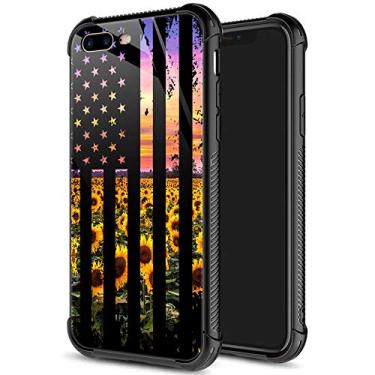 Imagem de Capa para iPhone SE 2020, capa de vidro temperado para iPhone 8, para meninas, lábios coloridos e sexy, capas para iPhone 7, à prova de choque, antiarranhões, para Apple iPhone 7/8/SE2 4,7 polegadas, quatro cores, iPhone 7/8 Plus, Flag Sunflowers