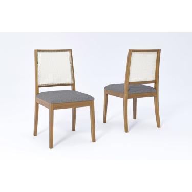 Imagem de Cadeira de Cozinha Marcela Kit 2 Un Carvalho/Linho Grafite - Cimol