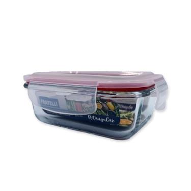 Imagem de Pote de Vidro Hermético com Tampa, 370ml, 4 Travas, 12,5 x 10 x 5 cm, Resistente ao Micro-ondas e Freezer