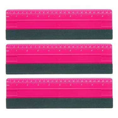 Imagem de HARFINGTON 3 peças de rodo de vinil de 25 cm, raspador de borda de feltro com régua, rodo de vinil, ferramenta de matiz de janela para decalque de papel de parede, janela de carro, rosa