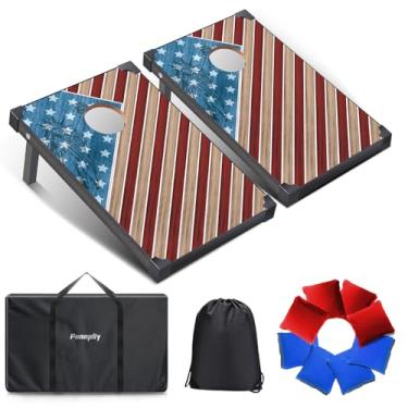 Imagem de Pennpliy Conjunto De Tabuleiro Cornhole 2' X 3', Tamanho Regulamentar, Conjuntos Jogos Com 8 Pufes E 2 Tabuleiros Para Adultos, Estojo Transporte Corn Hole, Gramado Externo, Quintal Praia