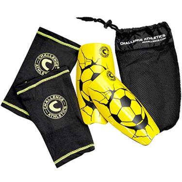 Imagem de Caneleira American Challenge Serie A com manga de compressão, Amarelo, Medium