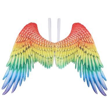 Imagem de Abaodam Angel Wings Rainbow Wings Spread Angel Wings Fairy Outfit Carnival Bird Wings with Elastic Straps for Kids Women Men Halloween Carnival Cosplay Costume Party Performance Fancy Dress