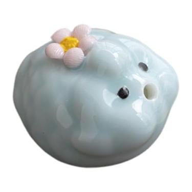 Imagem de IEUDNS Mini estátua de peixe, enfeite de mesa, suporte para incenso, artesanato, cerâmica, bichinho de chá fofo, miniatura para ambientes internos, Azul