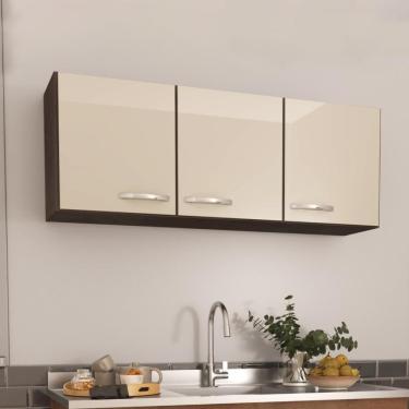 Imagem de Armário Aéreo Modulado Fidelitá Suiça 120cm 3 Portas Noce/Off-White