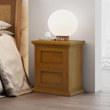 Imagem de Mesa de Cabeceira Clássica Tróia em Madeira Maciça - Castanho