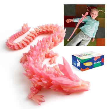 Imagem de Dragon Toy RWSEFK 30 cm impresso em 3D em cristal cor pêssego