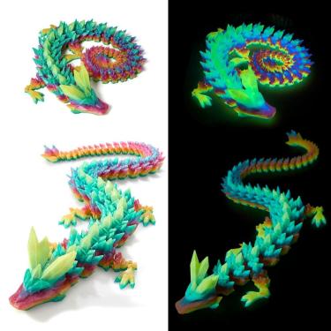 Imagem de Dragon Toy RWSEFK Arco-íris luminoso de cristal impresso em 3D de 30 cm