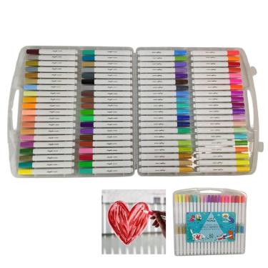 Imagem de Canetinha Caneta 80 Cores Marcador Tinta Acrilica A Prova dAgua Pintura Permanente Estojo Maleta Escultura Arte Desenho