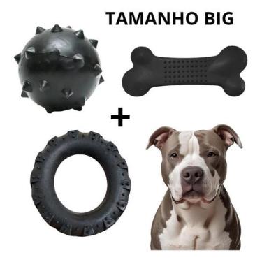 Imagem de Kit 4 Brinquedos Pet Resistente Interativo Cachorro Grande - Kit Brinq