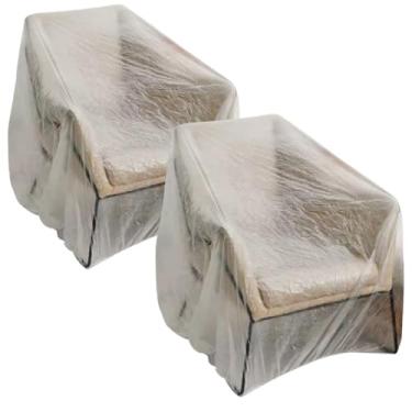 Imagem de Senvitate Capa descartável de sofá individual, protetores de plástico transparente para poltronas e poltronas reclináveis, capa à prova de poeira para sofá de móveis de uso único para mudança e