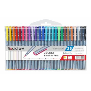 Imagem de Liquidraw Conjunto de 25 canetas de ponta fina de 0,5 mm de cores sortidas, canetas coloridas fineliners, escola, escritório, artistas, arquitetos, desenho técnico, caligrafia, caligrafia e esboços