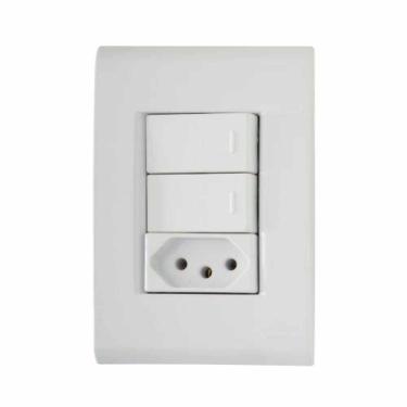 Imagem de Interruptor Simples + Tomada 10a Branca - Conjunto 2 Peças - Linha Liz Tramontina